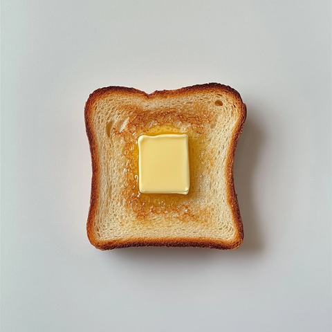 完美对称金棕色吐司与融黄油