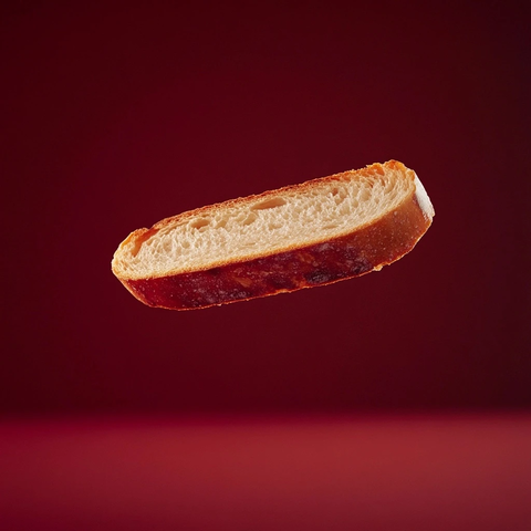 深红背景上的小面包