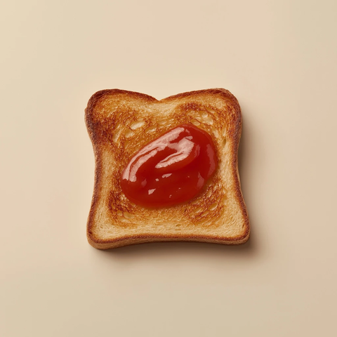 金色脆皮吐司与鲜红番茄酱