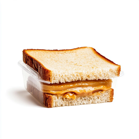 塑料容器中的花生酱三明治