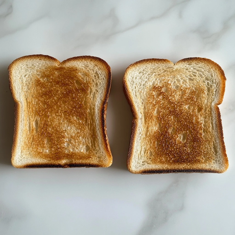 两片烤面包片并排摆放