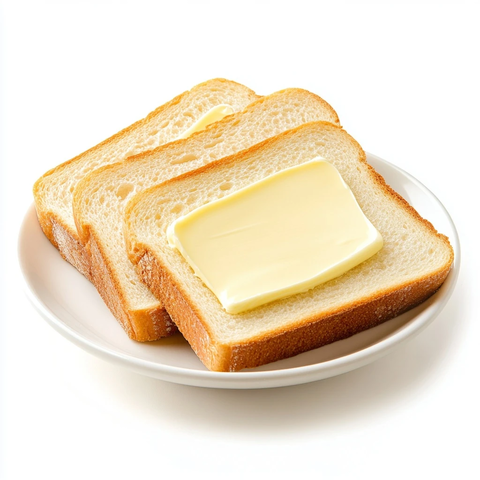 白面包切片抹上人造黄油