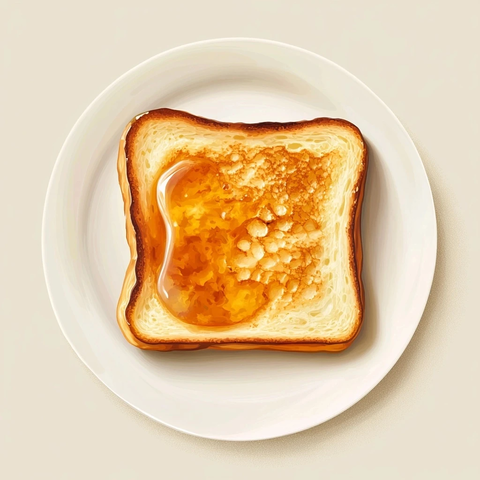 白色盘子法式吐司顶视图