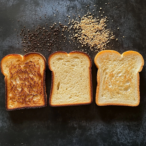 三种烤面包程度展示