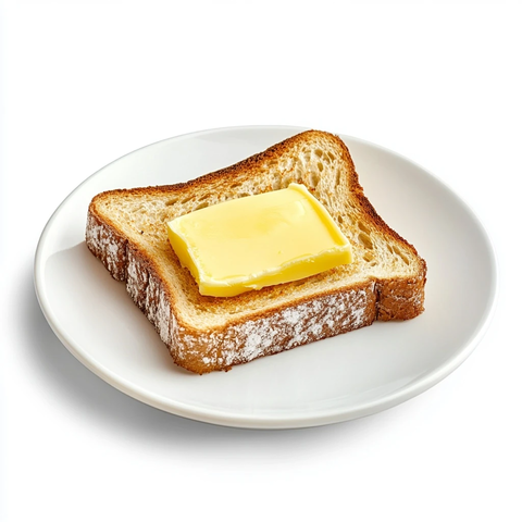 白盘黄油吐司侧面
