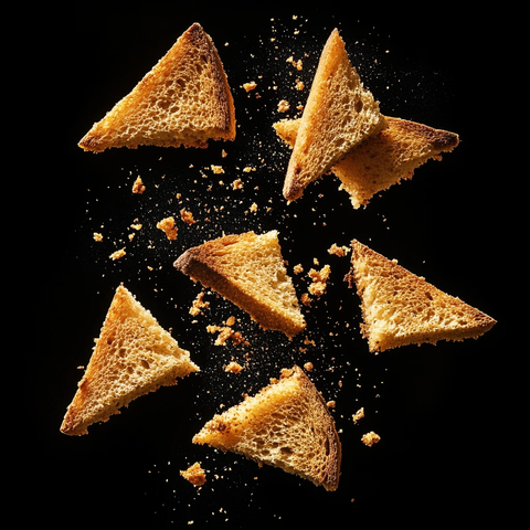 三角形黄金棕色饼干漂浮