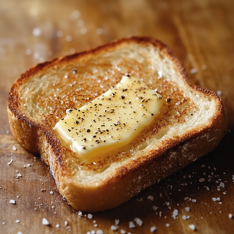 烤面包片黄油盐胡椒