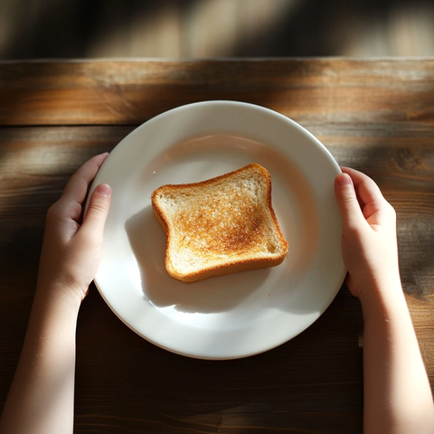 小孩手托吐司展示