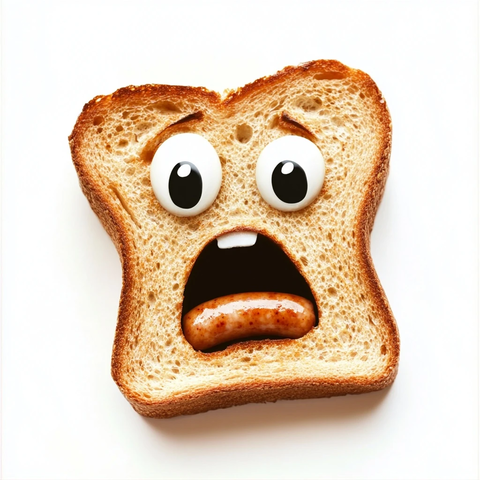 吐司咬香肠卡通表情