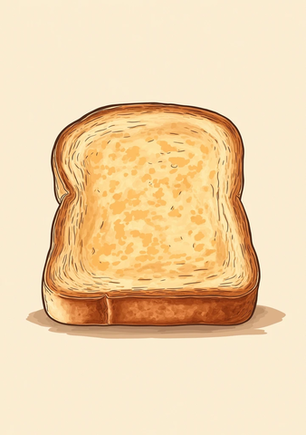 一片吐司切片在浅棕背景上