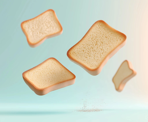 吐司掉落浅蓝米色渐变