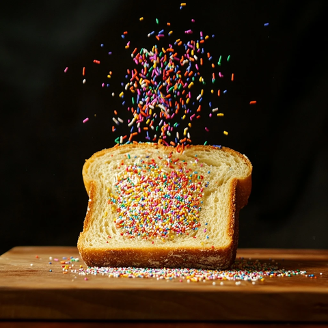 面包片撒长条糖粒