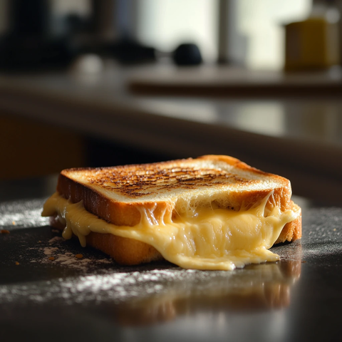 烤面包片夹融化的奶酪