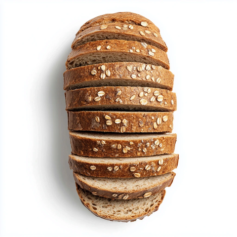 切片多谷物面包顶部视角