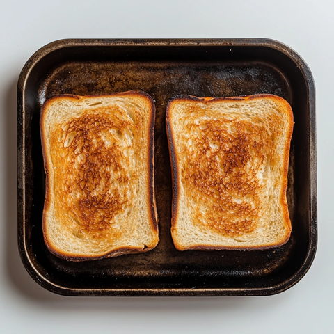 烤面包片放置铁盘上