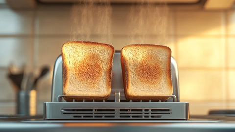 商用厨房面包片烤制场景