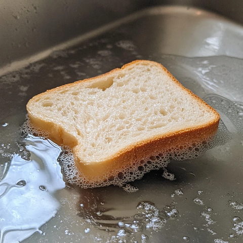 白面包浸泡水槽底部