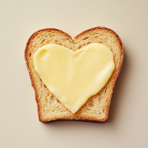 方形面包心形奶酪摆拍