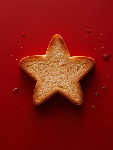 圣诞红背景星空面包