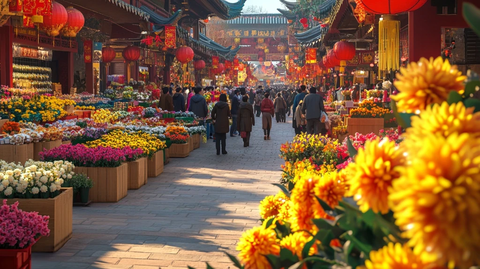 古街中的热闹花市