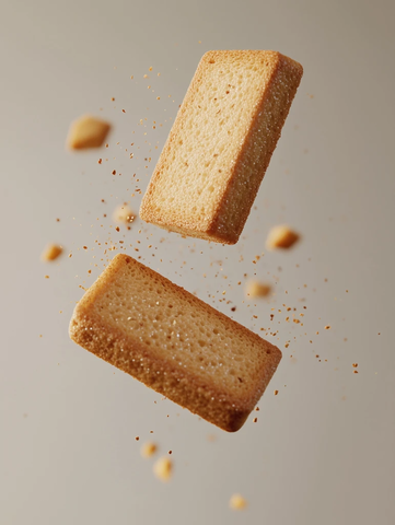 空中碰撞的矩形面包干