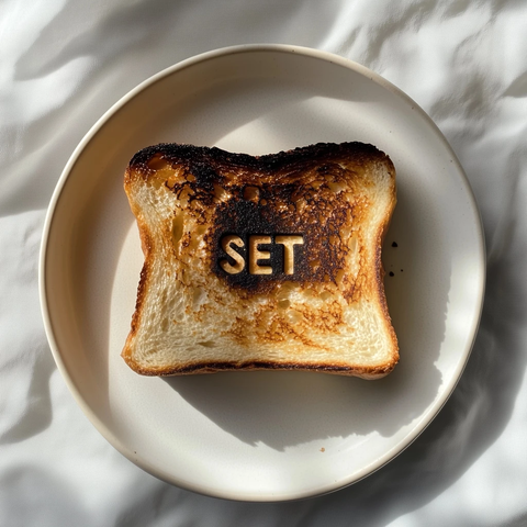 烧焦的酸面包片上写着