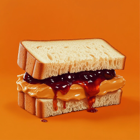 花生酱果酱三明治橙色背景