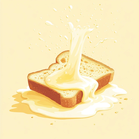 牛奶吐司与黄油花卉图案