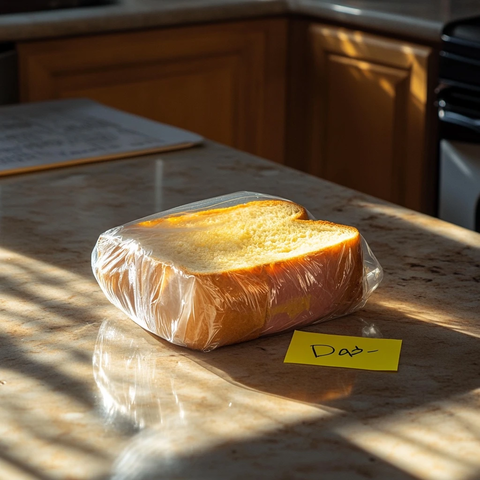 塑料包装吐司片与便条