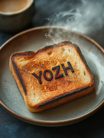 烤面包片上写有字样