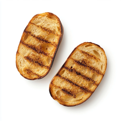 烤面包片白色背景特写