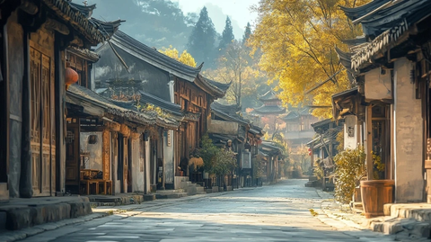 古色古香的老街尽显传统建筑之美