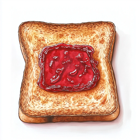 面包片与均匀涂抹果酱