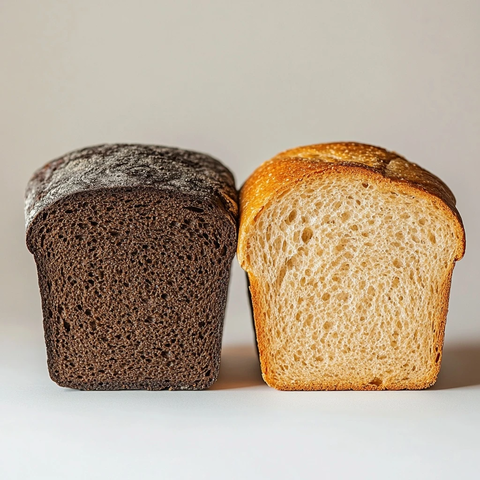 左黑麦右白麦双面包特写