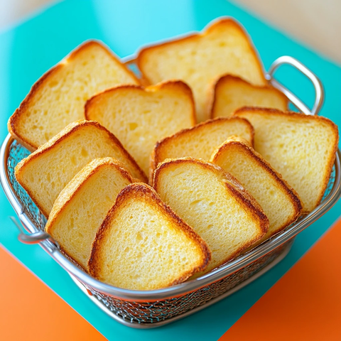 不锈钢篮子装烤面包片