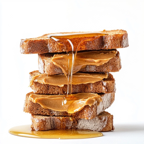 全麦吐司配花生酱蜂蜜切片