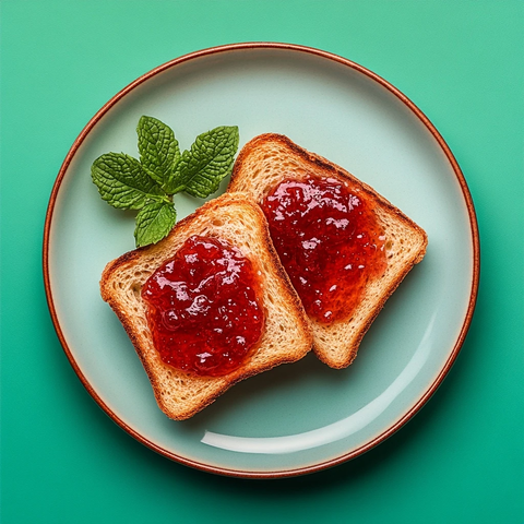 吐司加果酱早餐盘