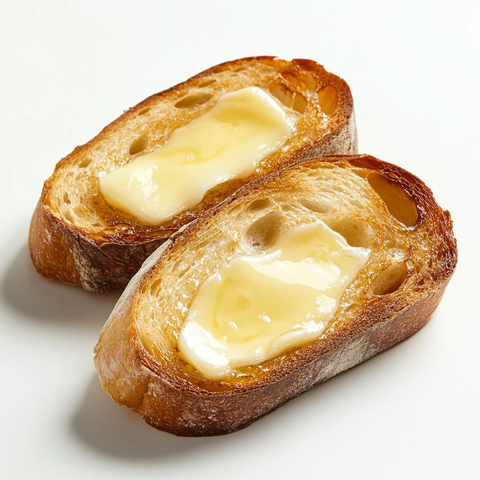 烤面包片涂抹软黄油