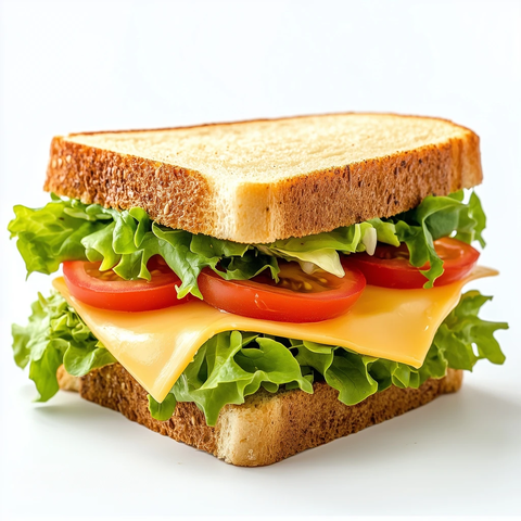 生菜夹心三明治配番茄芝士