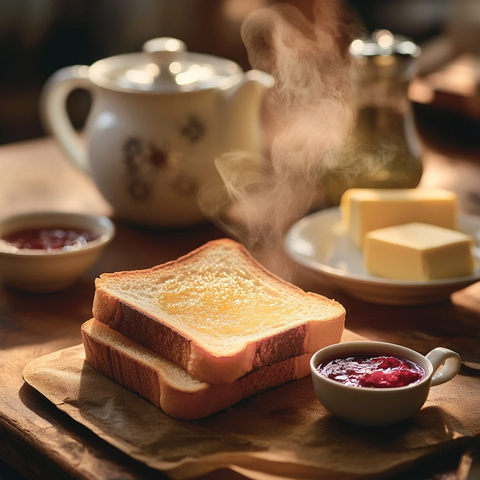 热腾腾的吐司与早餐时光