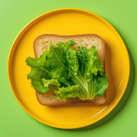 黄盘面包生菜顶视图