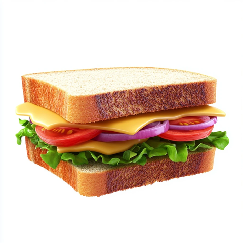 圆角边三明治与配料