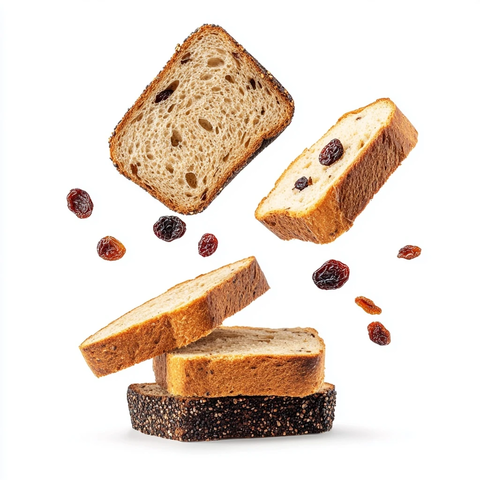 悬浮切片暗色面包与干果