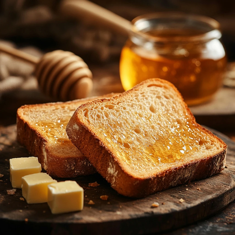 黄金脆皮吐司片木板摆放