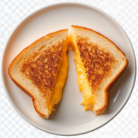 烤面包片夹奶酪俯视图