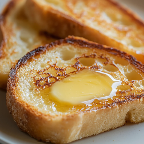 黄金烤面包配融化的黄油