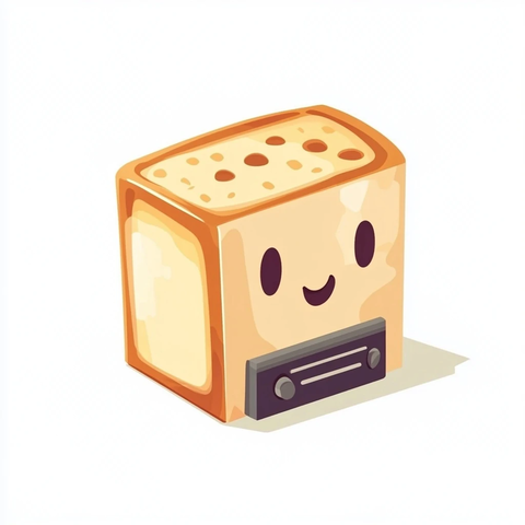 卡通立体面包机纯白背景