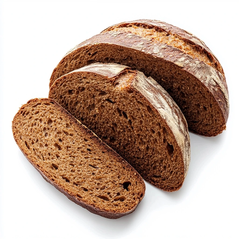 切片裸麦面包俯拍图