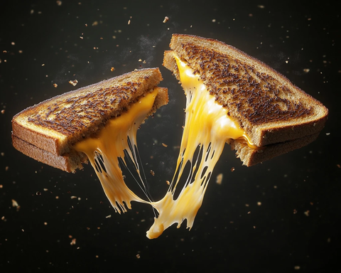 芝士拉丝烤奶酪三明治