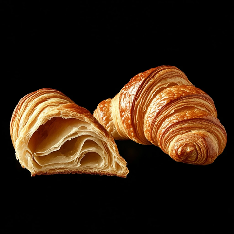 切开牛角面包展示层次结构